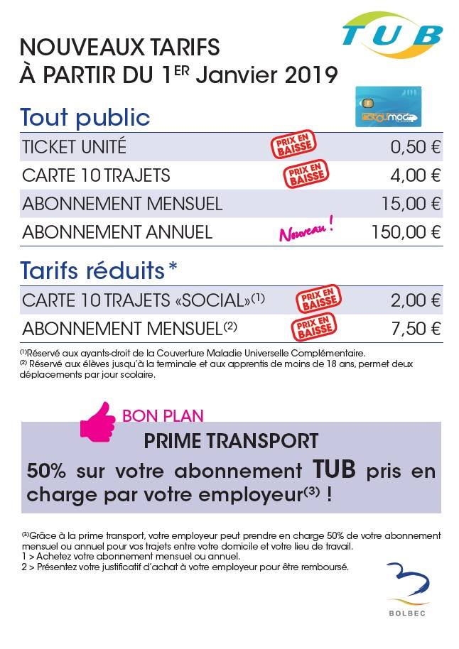 Nouveaux Tarifs TUB Transport Urbain Bolbécais